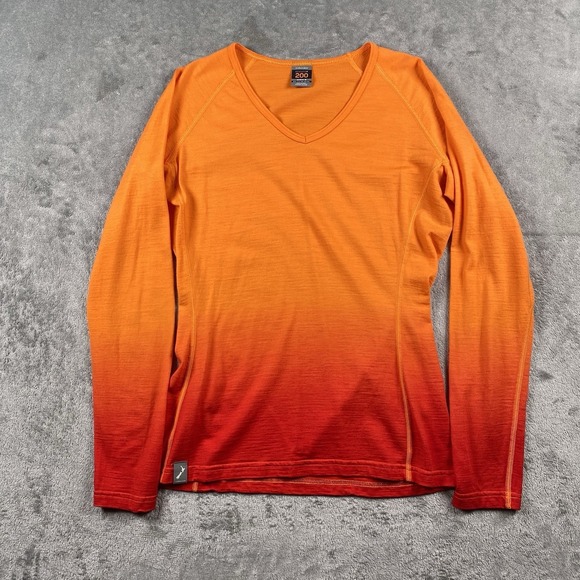 Icebreaker Tops - Icebreaker Shirt Womens M BodyFit+ 200 100% Merino Wool V Neck Long Sleeve Ombre